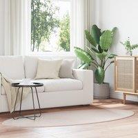 Berkfield Home Rug 'HUARTE' Sand 100x200 cm Oval in Beige | Size: Medium