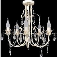 Berkfield Home Crystal Pendant Ceiling Lamp Chandelier Elegant 5 Bulb Sockets in White