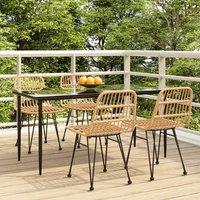 Berkfield Home 5 Piece Garden Dining Set Poly Rattan in Brown