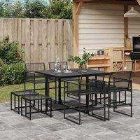 Berkfield Home 9 Piece Garden Dining Set Black Poly Rattan