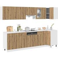 Berkfield Home 11 Piece Kitchen Cabinet Set Artisan Oak Engineered Wood in Brown