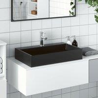 Berkfield Home Wash Basin 60x38x11 cm Mineral Cast/Marble Cast Matt Black | Size: 60 x 38 x 11 cm