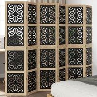 Berkfield Home Room Divider 6 Panels Brown & Black Solid Wood Paulownia