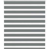 Berkfield Home Zebra Blind Dark Grey 135x150 cm Fabric Width 130.9 cm Polyester