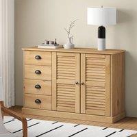 Berkfield Home Sideboard with Drawers VIGO 113x40x75 cm Solid Wood Pine in Brown | Size: 113 x 40 x 75 cm