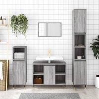 Berkfield Home 3 Piece Bathroom Furniture Set Grey Sonoma Engineered Wood