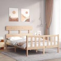 Berkfield Home Bed Frame with Headboard 140x200 cm Solid Wood in Brown