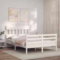 Berkfield Home Bed Frame with Headboard White 140x190 cm Solid Wood