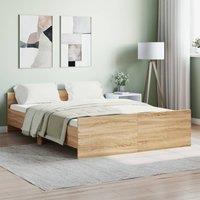 Berkfield Home Bed Frame with Headboard & Footboard Sonoma Oak 135x190 cm Double in Brown