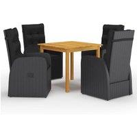 Berkfield Home 5 Piece Garden Dining Set with Cushions Black Poly Rattan