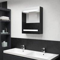 Berkfield Home LED Bathroom Mirror Cabinet Black 50x14x60 cm | Size: 50 x 14 x 60 cm