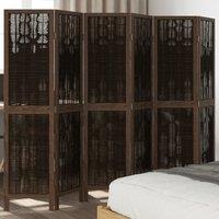 Berkfield Home Room Divider 6 Panels Dark Brown Solid Wood Paulownia