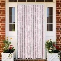 Berkfield Home Fly Curtain Silver Grey & Pink 100x200 cm Chenille