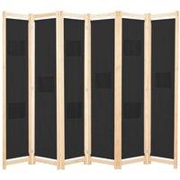 Berkfield Home 6-Panel Room Divider Black 240x170x4 cm Fabric | Size: 240 x 170 x 4 cm