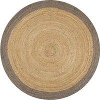 Berkfield Home Handmade Rug Jute with Grey Border 150 cm | Size: 100 cm diameter