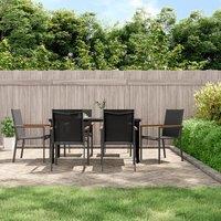 Berkfield Home 7 Piece Garden Dining Set Black Textilene & Steel
