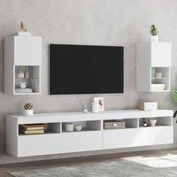 Berkfield Home TV Cabinets with LED Lights 2 pcs White 30.5x30x60 cm