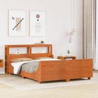 Berkfield Home Bed Frame without Mattress Wax Brown 135x190 cm Double Solid Wood Pine