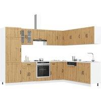 Berkfield Home 14 Piece Kitchen Cabinet Set Lucca Artisan Oak Engineered Wood in Brown