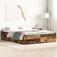 Berkfield Home Bed Frame without Mattress Old Wood 120x200cm Engineered Wood in Brown | Size: Small Double