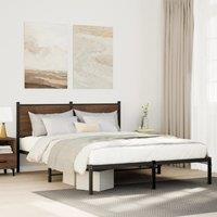 Berkfield Home Metal Bed Frame without Mattress Brown Oak 137x190 cm