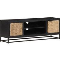 Berkfield Home TV Cabinet 120x30x40 cm Solid Mango Wood in Black | Size: 120 x 30 x 40 cm