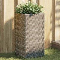 Berkfield Home Garden Planters 2 pcs Grey 30x30x60 cm Poly Rattan | Size: 30 x 30 x 60 cm