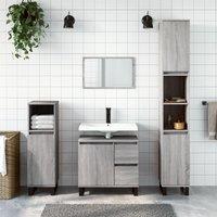 Berkfield Home 3 Piece Bathroom Furniture Set Grey Sonoma Engineered Wood