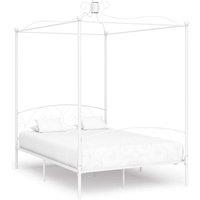 Berkfield Home Canopy Bed Frame White Metal 140x200 cm