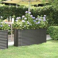 Berkfield Home Garden Raised Bed Powder-coated Steel 152x40x68 cm Anthracite in Black | Size: 152 x 40 x 68 cm
