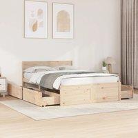Berkfield Home Bed Frame without Mattress 135x190 cm Double Solid Wood Pine in Brown