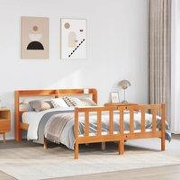 Berkfield Home Bed Frame with Headboard without Mattress Wax Brown 140x200 cm