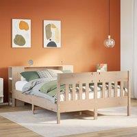 Berkfield Home Bookcase Bed without Mattress 120x200cm Solid Wood Pine in Brown | Size: Small Double