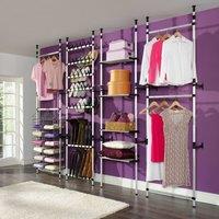 Berkfield Home Telescopic Wardrobe System with Rods & Shelf Aluminium in Silver
