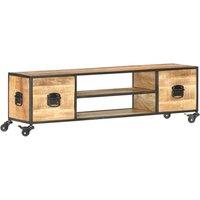 Berkfield Home TV Cabinet 130x30x39 cm Solid Mango Wood in Brown | Size: 130 x 30 x 39 cm