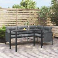 Berkfield Home Garden Dining Table Anthracite 110x54x70 cm Steel in Black | Size: 110 x 54 x 70 cm
