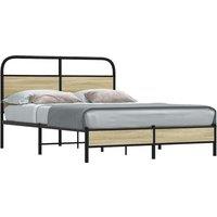 Berkfield Home Bed Frame without Mattress 140x200 cm Sonoma Oak Engineered Wood in Brown