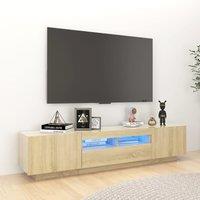 Berkfield Home TV Cabinet with LED Lights Sonoma Oak 180x35x40 cm in Brown | Size: 180 x 35 x 40 cm