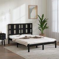 Berkfield Home Bed Frame Black Solid Wood Pine 140x190 cm