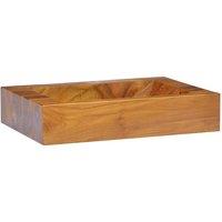 Berkfield Home Basin Solid Teak Wood 50x35x10 cm in Brown | Size: 50 x 35 x 10 cm