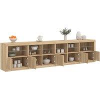 Berkfield Home Sideboard with LED Lights Sonoma Oak 283x37x67 cm in Brown | Size: 283 x 37 x 67 cm