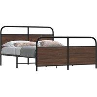 Berkfield Home Metal Bed Frame without Mattress Brown Oak 150x200 cm King Size
