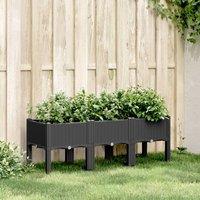 Berkfield Home Garden Planter with Legs Black 120x40x42 cm PP | Size: 120 x 40 x 42 cm