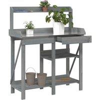Berkfield Home Potting Bench with Shelves Grey Solid Wood Fir