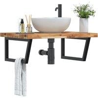 Berkfield Home Basin Shelf Wall Mounted Steel & Solid Wood Acacia in Brown