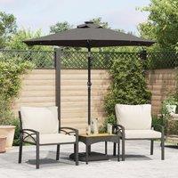 Berkfield Home Garden Parasol with LEDs & Steel Pole Anthracite 225x225x212cm in Black | Size: 225 x 225 x 212 cm