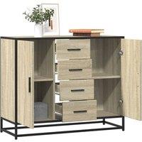 Berkfield Home Sideboard Sonoma Oak 92x35x76 cm Engineered Wood in Brown | Size: 92 x 35 x 76 cm