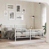 Berkfield Home Metal Bed Frame without Mattress with Footboard White 193x203cm | Size: 193x203 cm