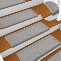 Berkfield Home Carpet Stair Treads 15 pcs 65x21x4 cm Light Grey | Size: Medium