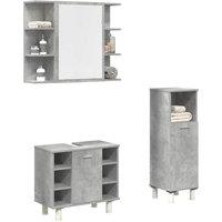 Berkfield Home 3 Piece Bathroom Furniture Set Concrete Grey Engineered Wood